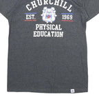 RUSSELL ATHLETIC Mens Grey Churchill Physical Education Graphic T-Shirt S Crew