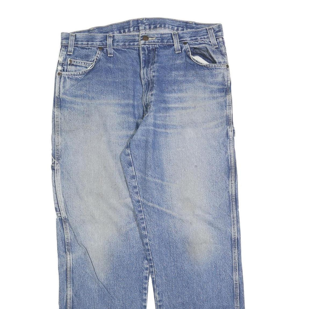 DICKIES Mens Relaxed Blue Denim Jeans W36 L32 Zip Closure Casual Workwear