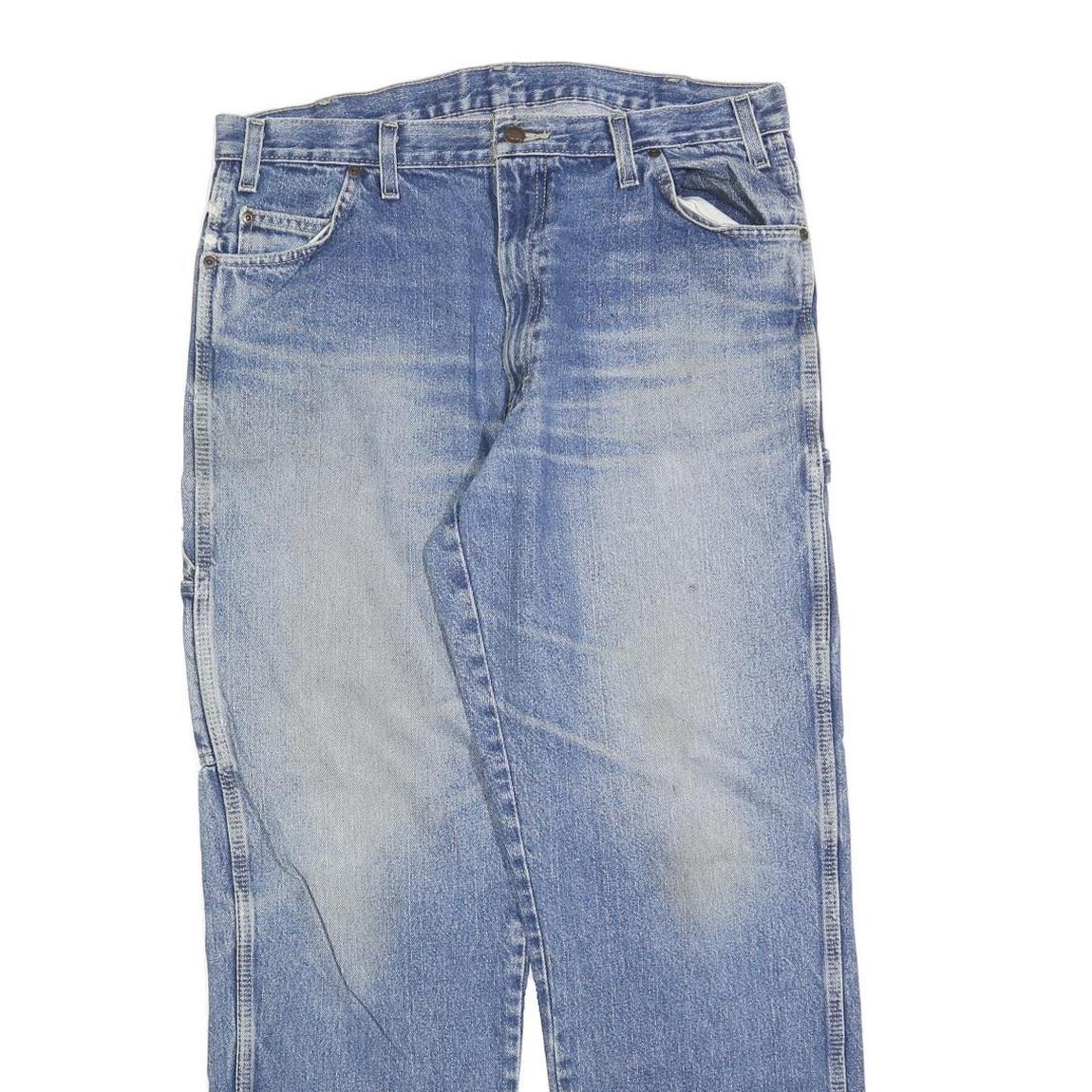 DICKIES Mens Relaxed Blue Denim Jeans W36 L32 Zip Closure Casual Workwear