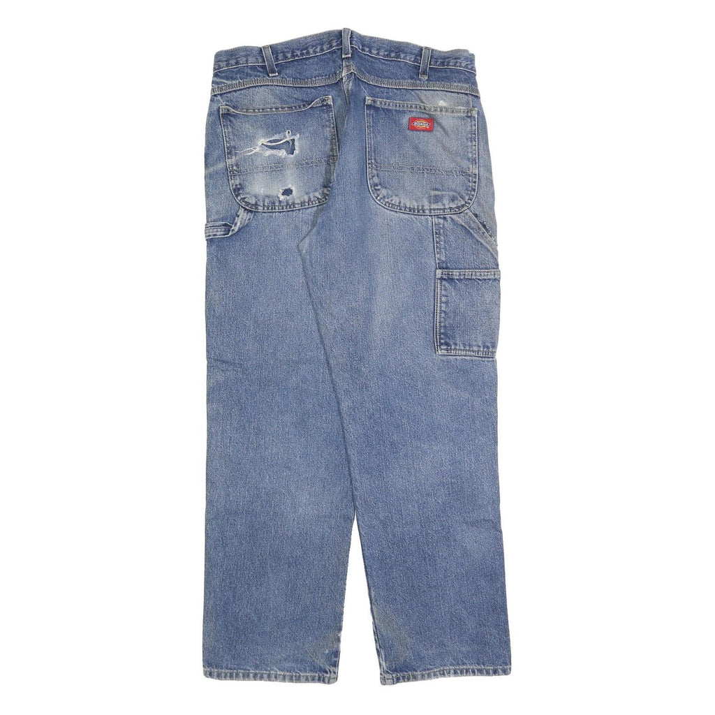 DICKIES Mens Relaxed Blue Denim Jeans W36 L32 Zip Closure Casual Workwear
