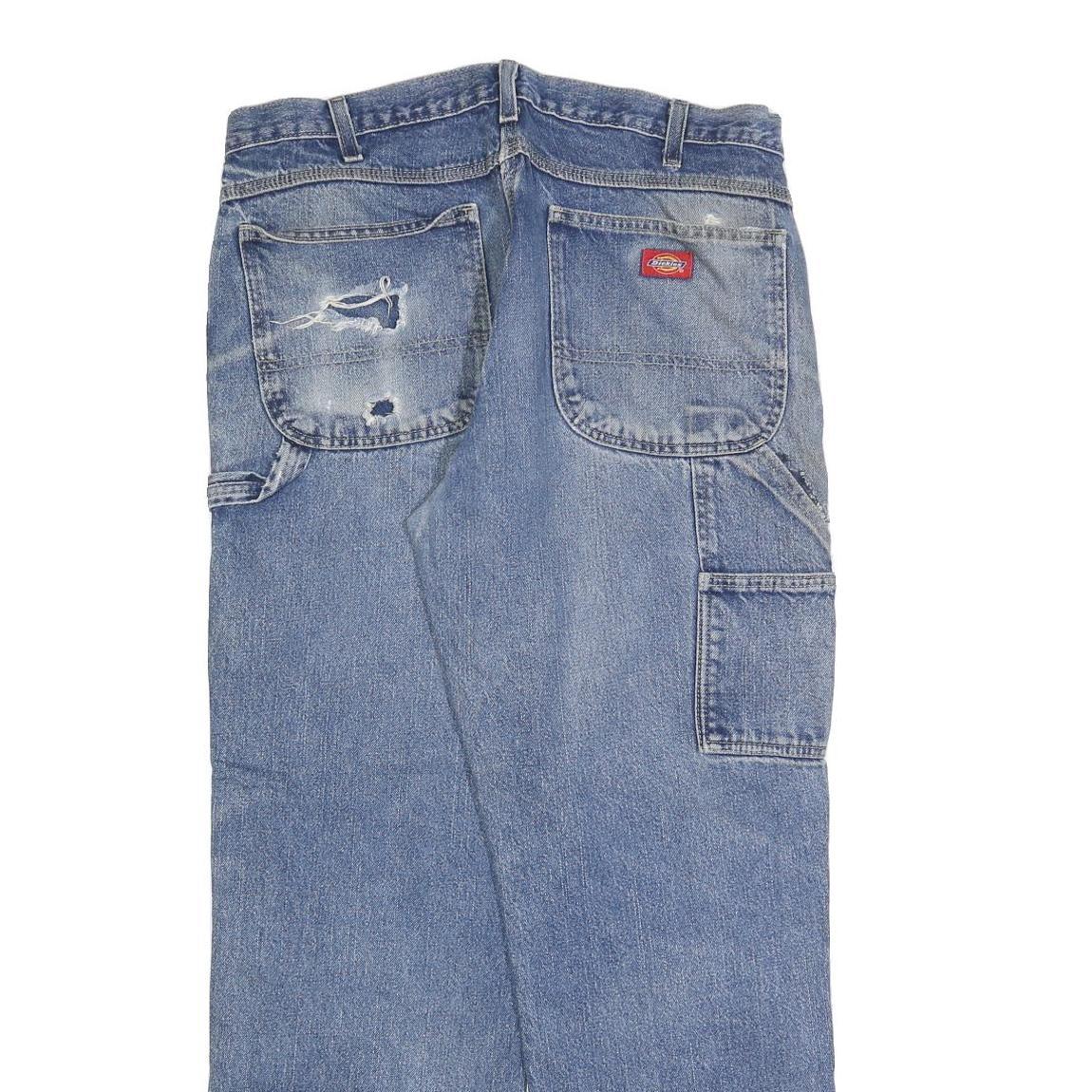 DICKIES Mens Relaxed Blue Denim Jeans W36 L32 Zip Closure Casual Workwear