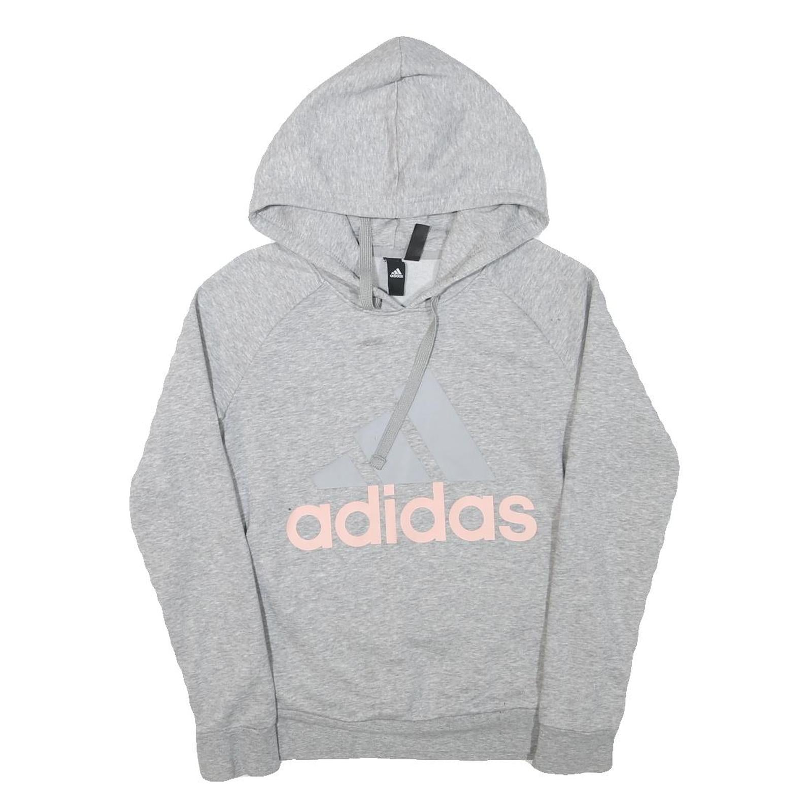 ADIDAS Girls Grey Hoodie XS Cotton Blend Casual Sweatshirt