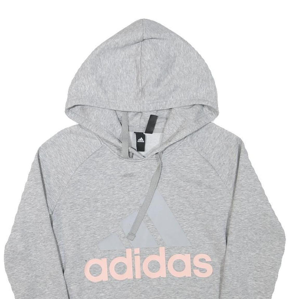 ADIDAS Girls Grey Hoodie XS Cotton Blend Casual Sweatshirt