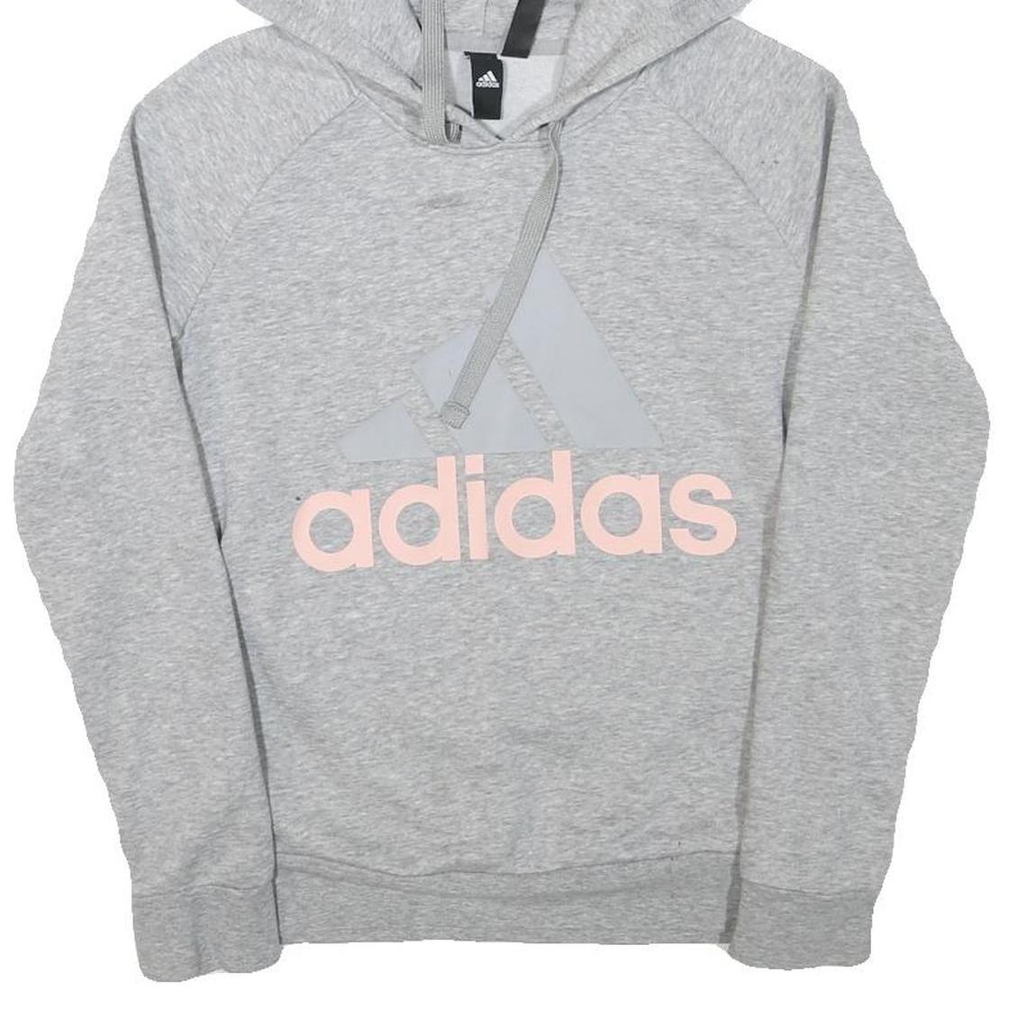 ADIDAS Girls Grey Hoodie XS Cotton Blend Casual Sweatshirt
