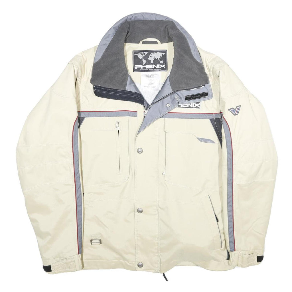 PHENIX Mens Cream & Grey Zip Jacket S Polyester Casual Outdoor Lightweight