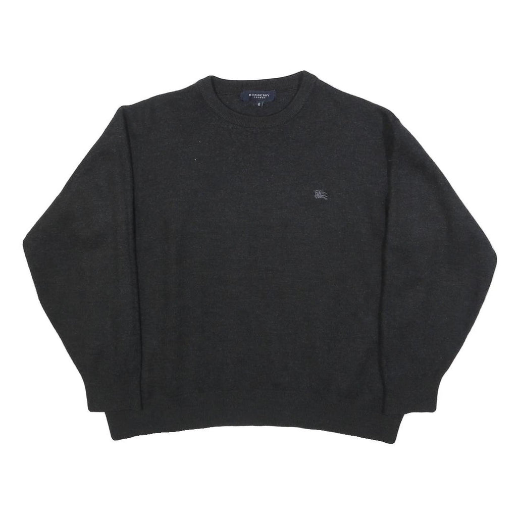 BURBERRY Womens Black Fashion Jumper Crew Neck Basic Knit UK 6 Soft Wool Blend