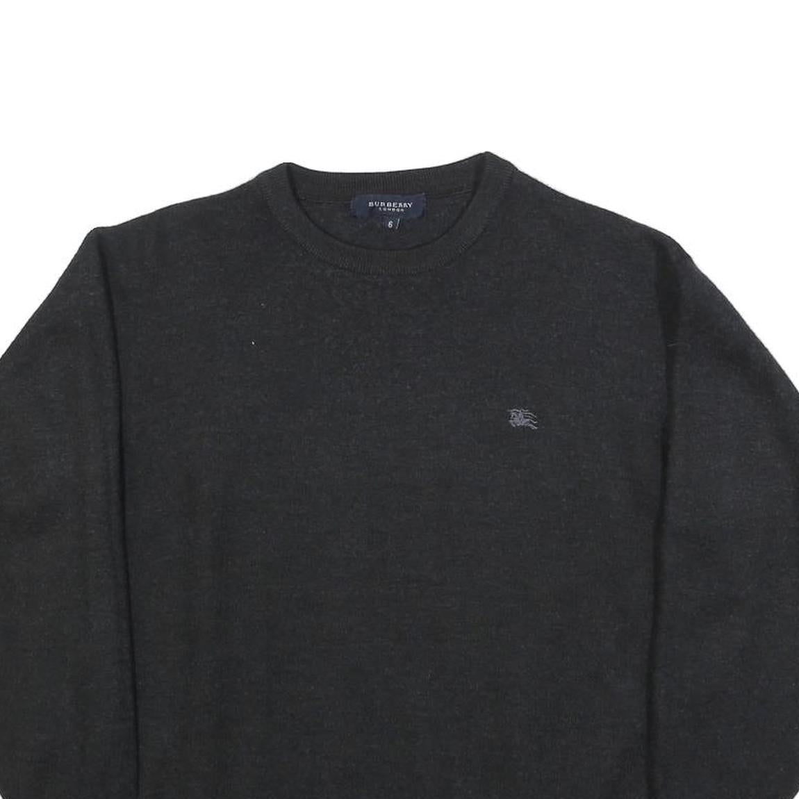 BURBERRY Womens Black Fashion Jumper Crew Neck Basic Knit UK 6 Soft Wool Blend