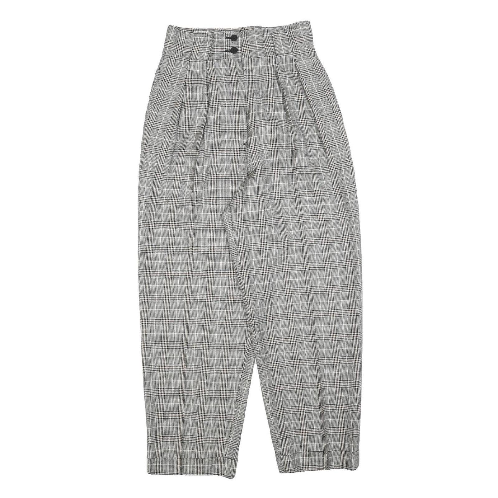 Womens Grey Checked Regular Fit Tapered Trousers W24 L25 Stylish Tailored