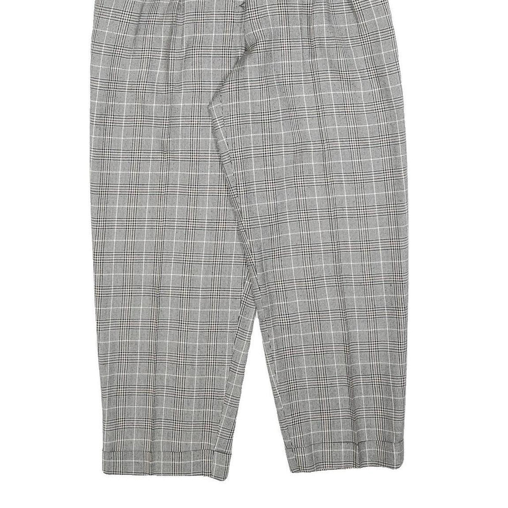 Womens Grey Checked Regular Fit Tapered Trousers W24 L25 Stylish Tailored