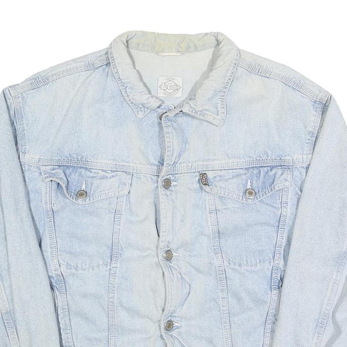 LEE COOPER Mens Blue Denim Button Jacket L Cotton Classic Casual Lightweight