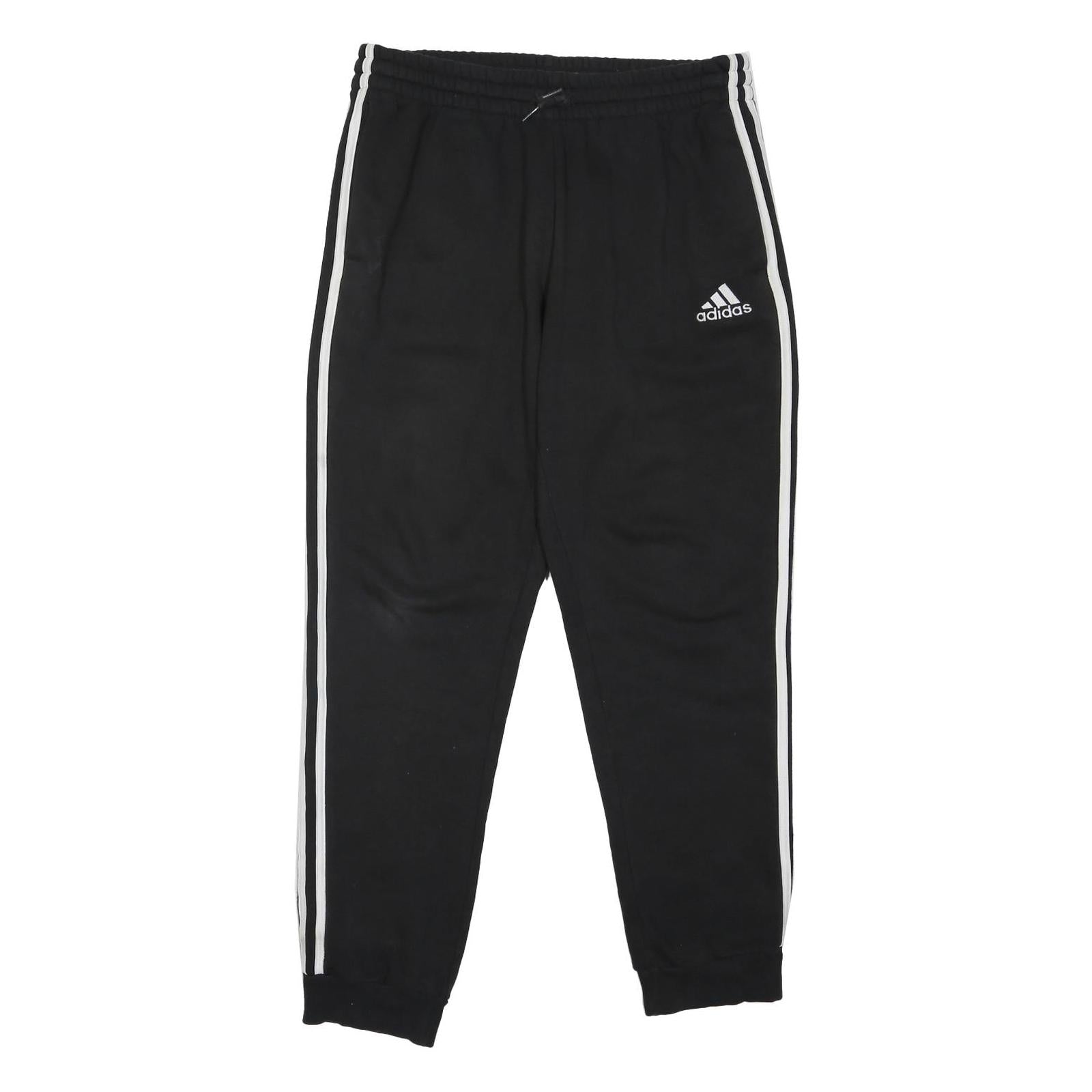 ADIDAS Mens Joggers Black & White Slim Tapered M W32 L28 Cotton Blend