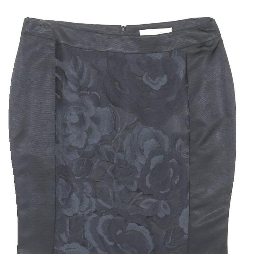 FERRE Womens Black Wool Blend Pencil Knee Length Woven Flower Pattern Skirt M
