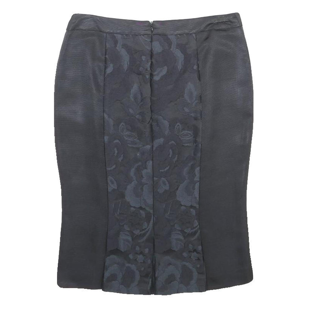 FERRE Womens Black Wool Blend Pencil Knee Length Woven Flower Pattern Skirt M