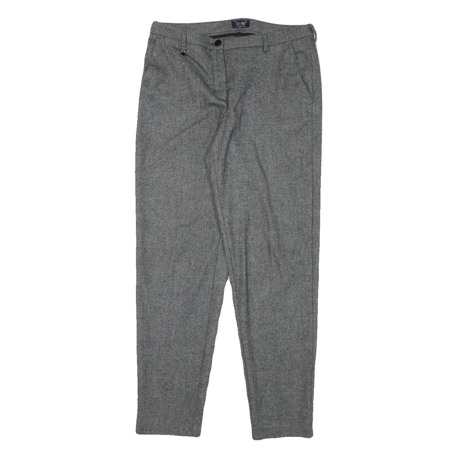 ARMANI JEANS Womens Grey Wool Blend Slim Tapered Trousers W31 L29 Elegant Office