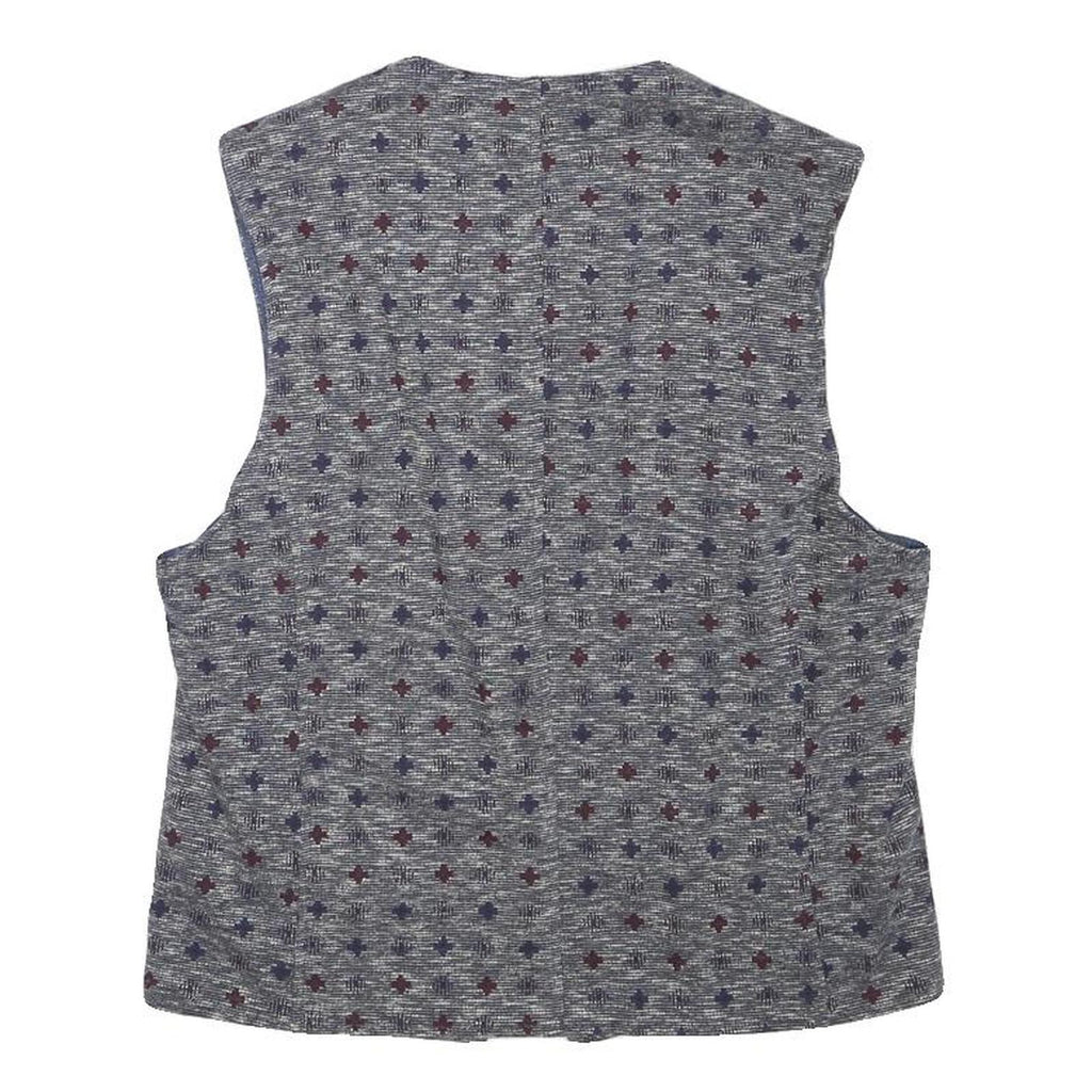 CLUB OF GENTS Mens Grey Blue Patterned Waistcoat XXS Polyester Blend Button