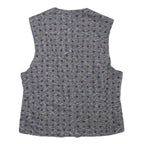 CLUB OF GENTS Mens Grey Blue Patterned Waistcoat XXS Polyester Blend Button