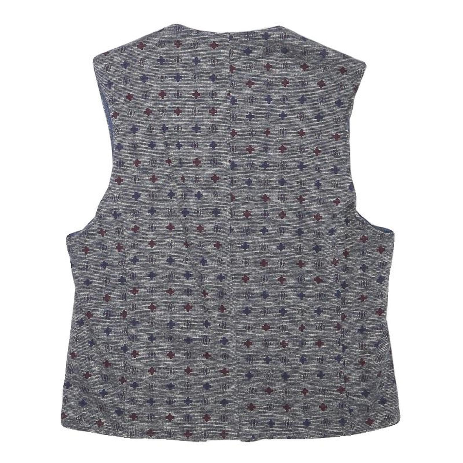 CLUB OF GENTS Mens Grey Blue Patterned Waistcoat XXS Polyester Blend Button