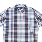TOMMY HILFIGER Mens Blue & White Check Shirt L Button-Down Cotton Casual Summer