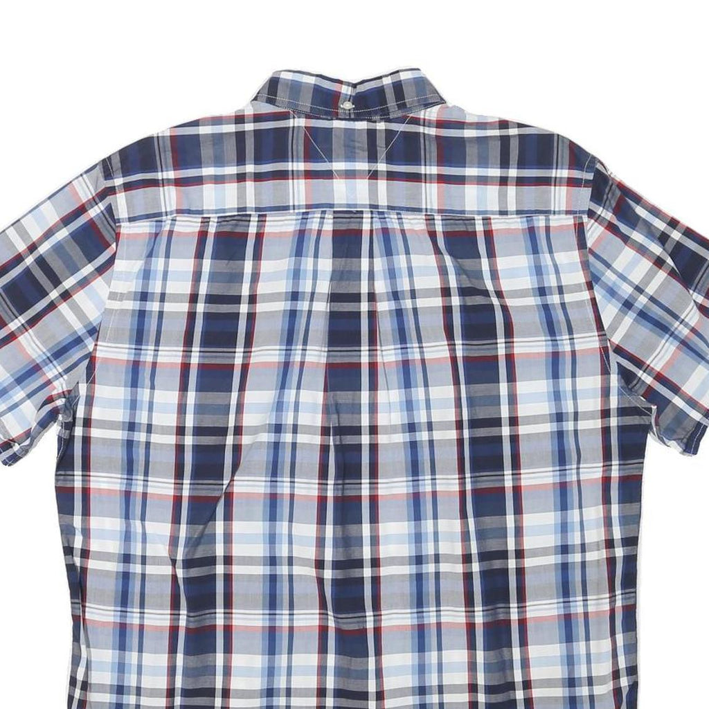 TOMMY HILFIGER Mens Blue & White Check Shirt L Button-Down Cotton Casual Summer
