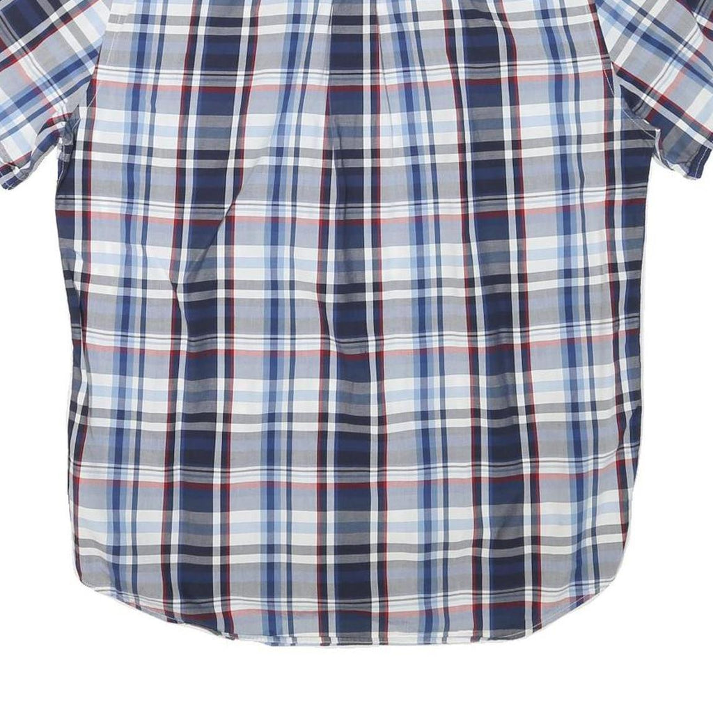 TOMMY HILFIGER Mens Blue & White Check Shirt L Button-Down Cotton Casual Summer