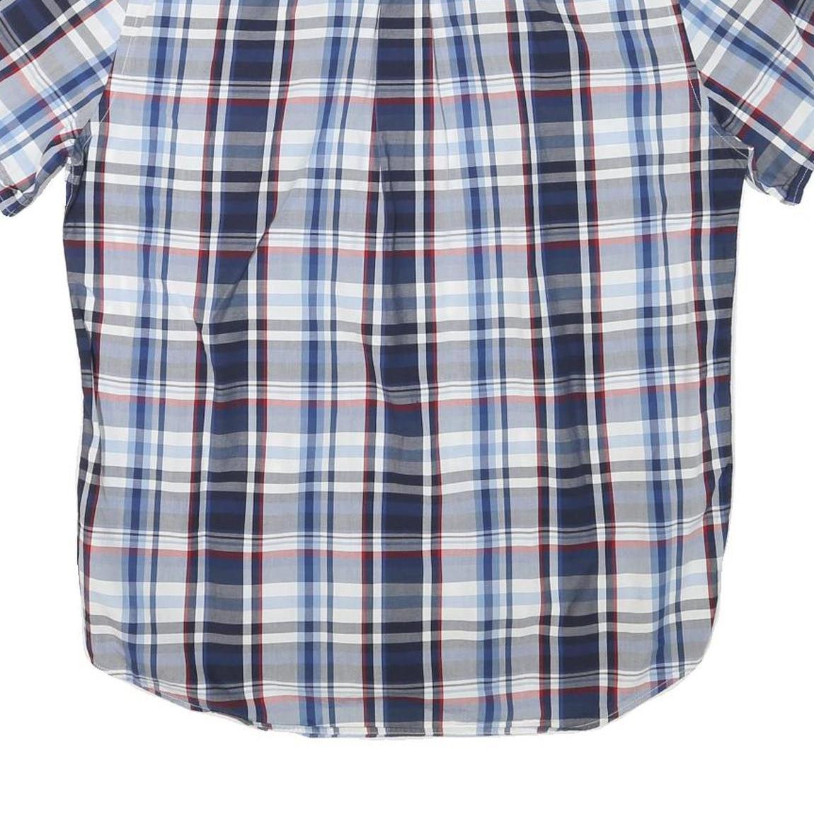 TOMMY HILFIGER Mens Blue & White Check Shirt L Button-Down Cotton Casual Summer