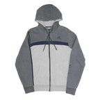 ADIDAS Mens Grey & Navy Full Zip Hoodie S Casual Sports Sweatshirt
