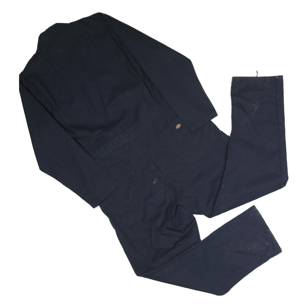 DICKIES Mens Navy Blue Cotton Blend Dungarees XL W32 L14 Workwear Relaxed Fit