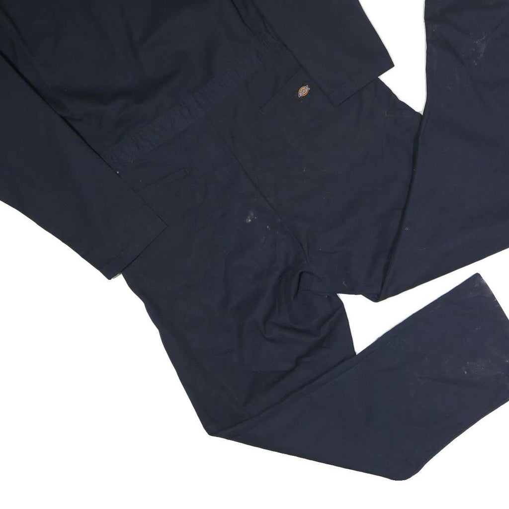 DICKIES Mens Navy Blue Cotton Blend Dungarees XL W32 L14 Workwear Relaxed Fit