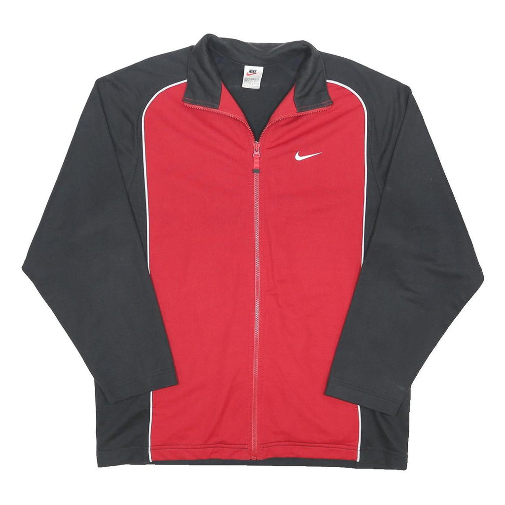 NIKE Mens Black & Red Athletic Zip Jacket M Polyester Blend Basketball Logo
