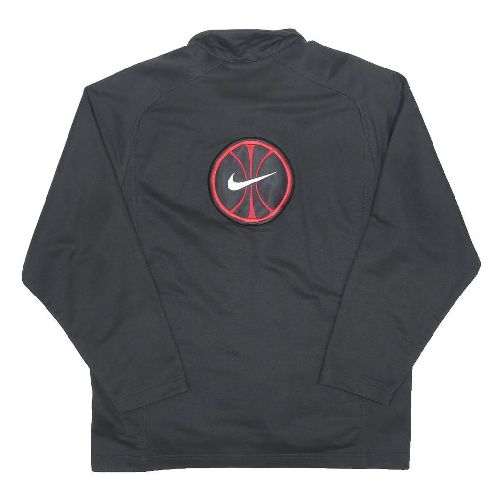 NIKE Mens Black & Red Athletic Zip Jacket M Polyester Blend Basketball Logo