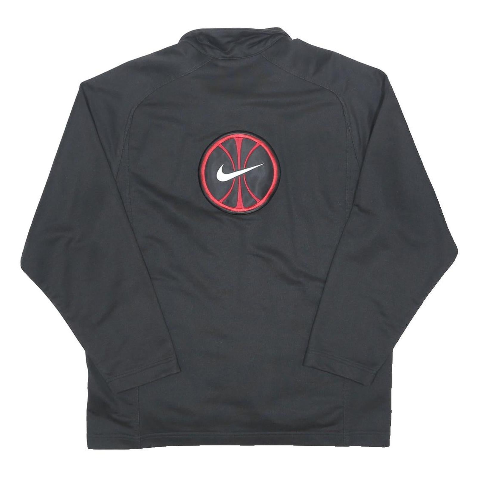 NIKE Mens Black & Red Athletic Zip Jacket M Polyester Blend Basketball Logo