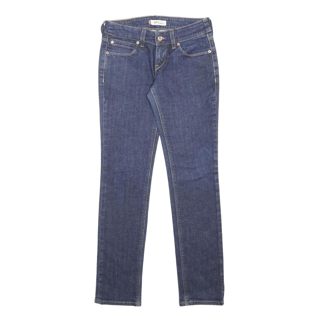 LEVI'S 571 Womens Jeans Blue Slim Skinny Denim Raw W28 L30 Classic Fit