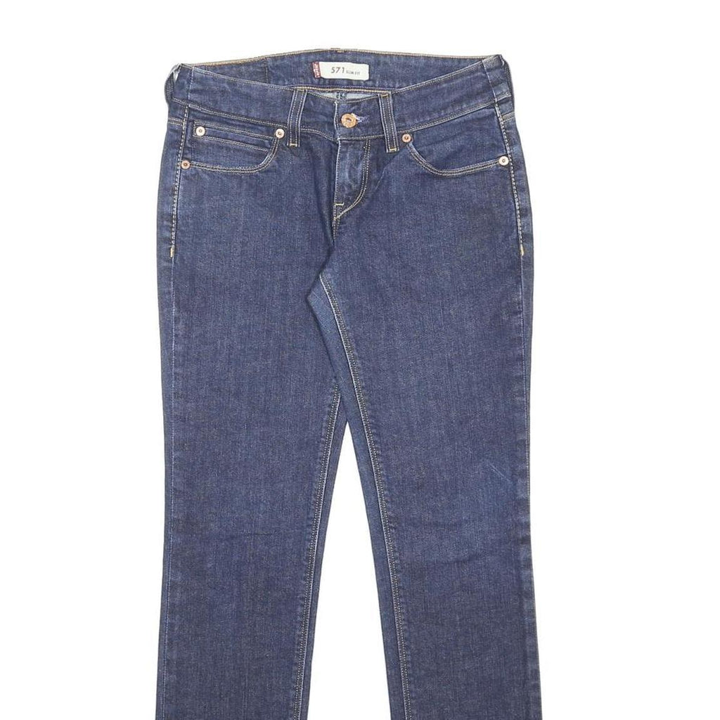 LEVI'S 571 Womens Jeans Blue Slim Skinny Denim Raw W28 L30 Classic Fit