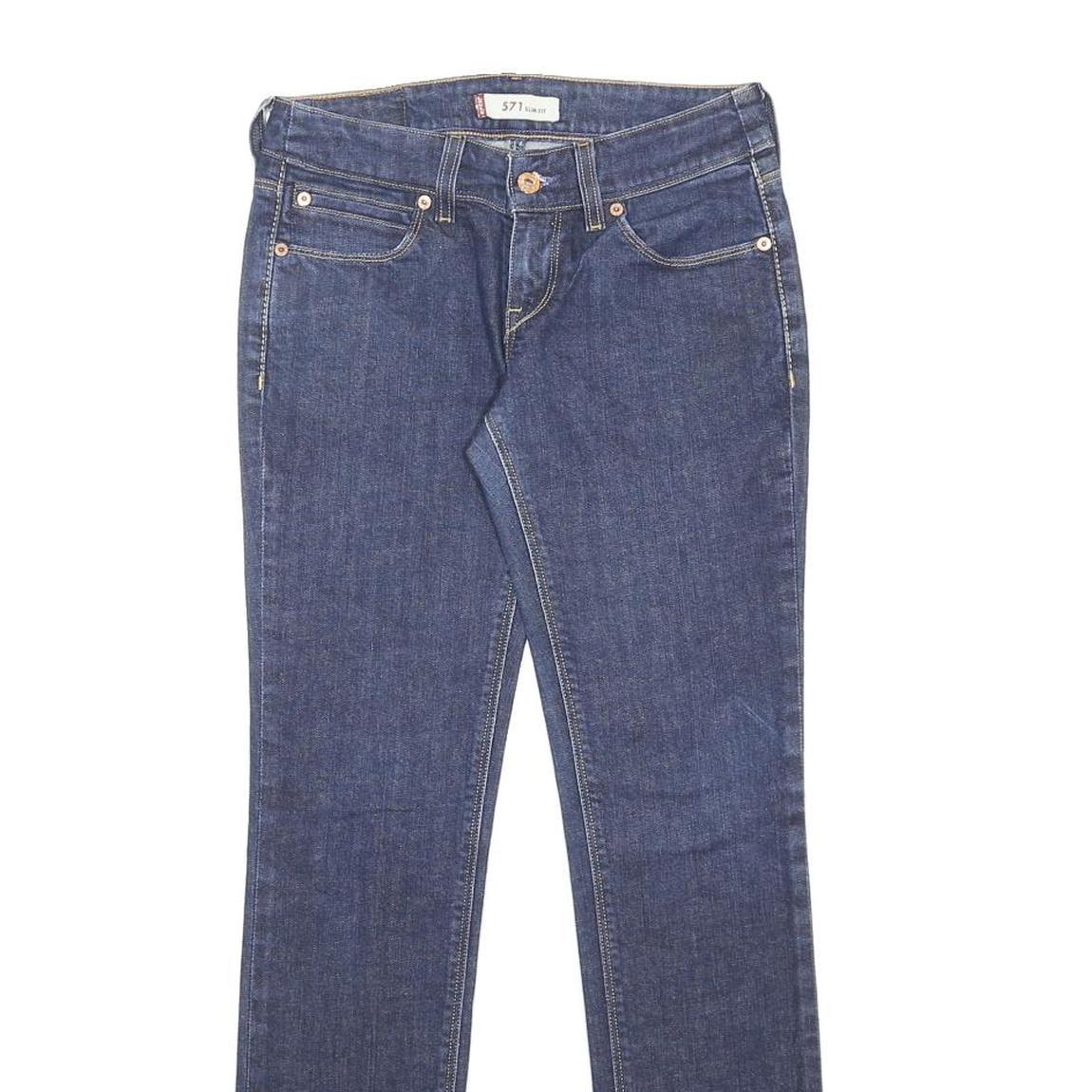 LEVI'S 571 Womens Jeans Blue Slim Skinny Denim Raw W28 L30 Classic Fit
