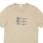 CHAMPION Mens Beige Graphic T-Shirt M Short Sleeve Crew Neck Cotton Blend