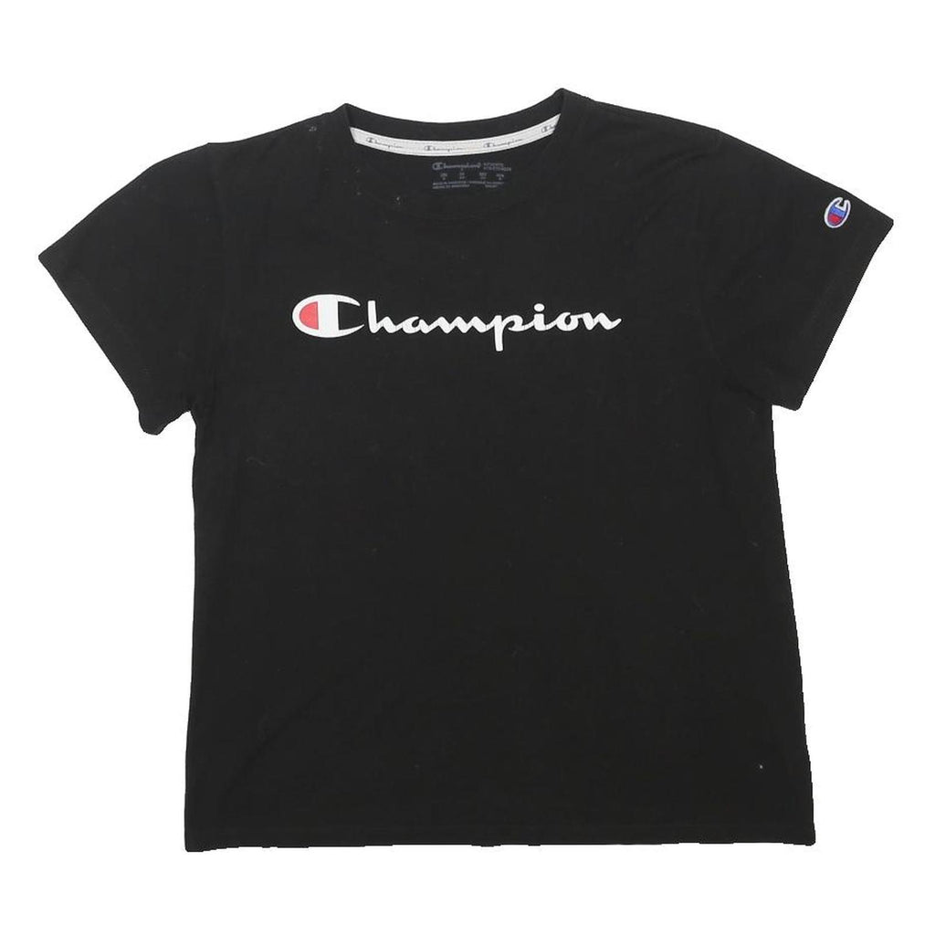 CHAMPION Womens Black Graphic T-Shirt S Short Sleeve Crew Neck Logo Print