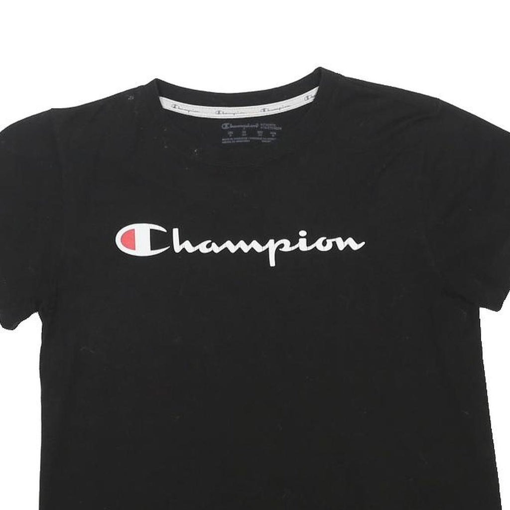 CHAMPION Womens Black Graphic T-Shirt S Short Sleeve Crew Neck Logo Print