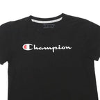 CHAMPION Womens Black Graphic T-Shirt S Short Sleeve Crew Neck Logo Print