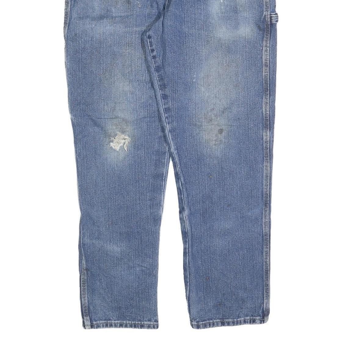 DICKIES Mens Jeans Blue Relaxed Straight Denim Medium Wash W38 L30 Workwear Zip