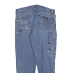 DICKIES Mens Jeans Blue Relaxed Straight Denim Medium Wash W38 L30 Workwear Zip