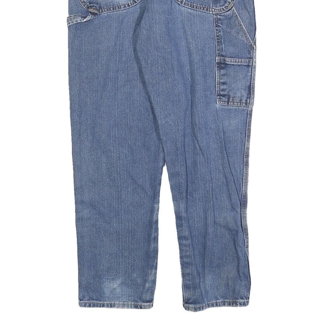 DICKIES Mens Jeans Blue Relaxed Straight Denim Medium Wash W38 L30 Workwear Zip