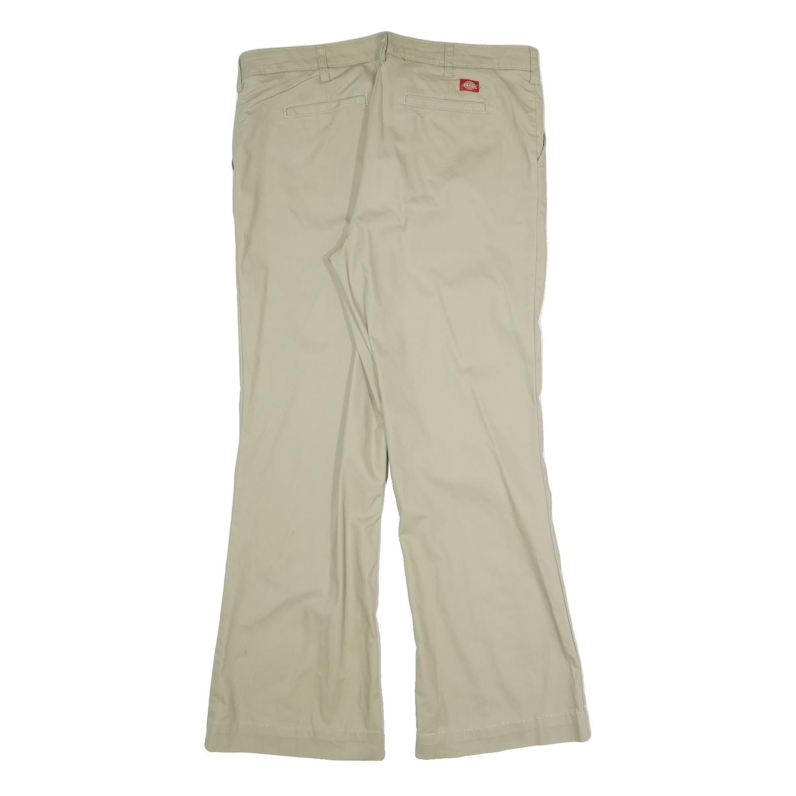 DICKIES Womens Beige Cotton Blend Regular Straight Trousers W35 L30 Workwear