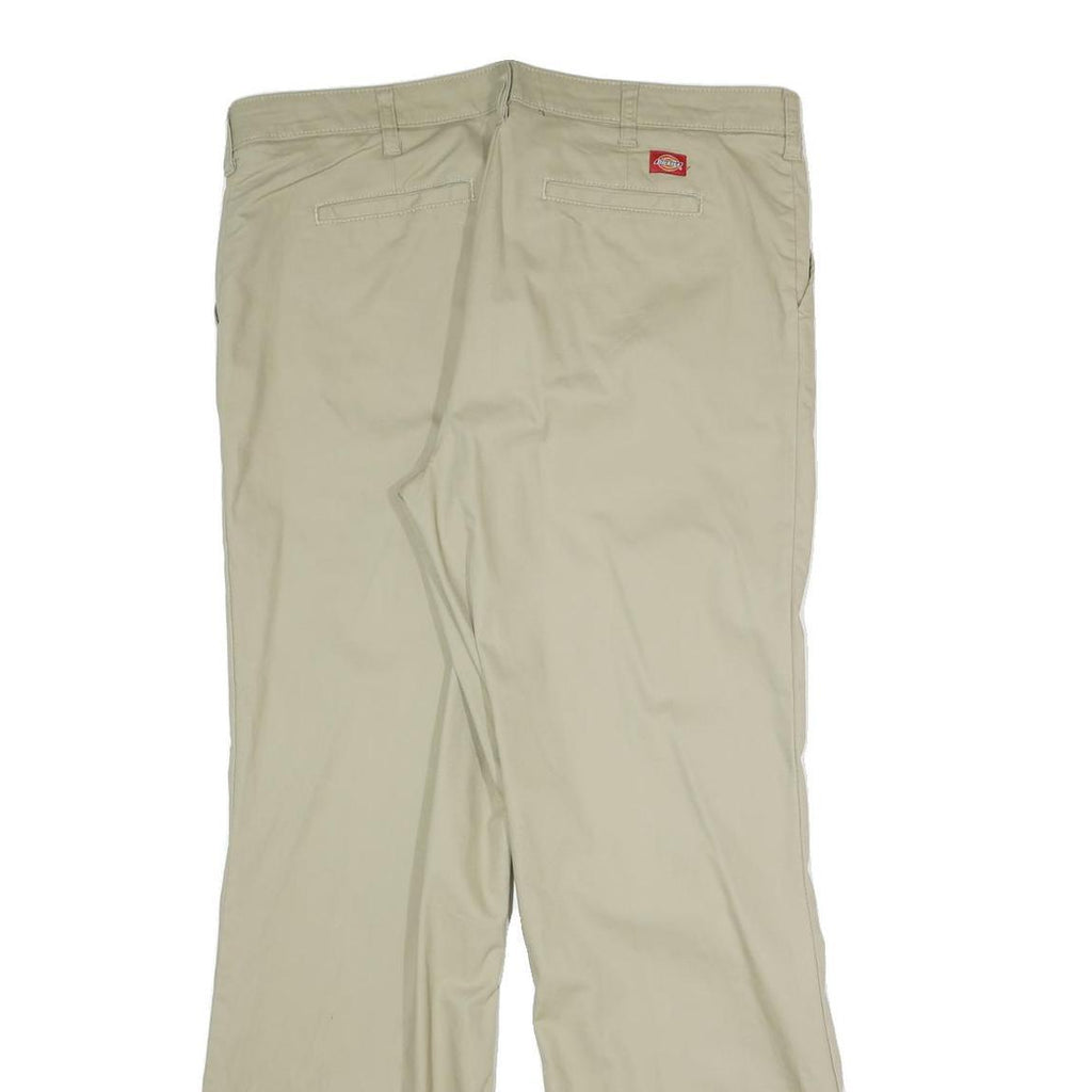 DICKIES Womens Beige Cotton Blend Regular Straight Trousers W35 L30 Workwear