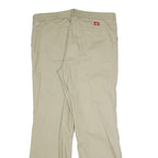 DICKIES Womens Beige Cotton Blend Regular Straight Trousers W35 L30 Workwear