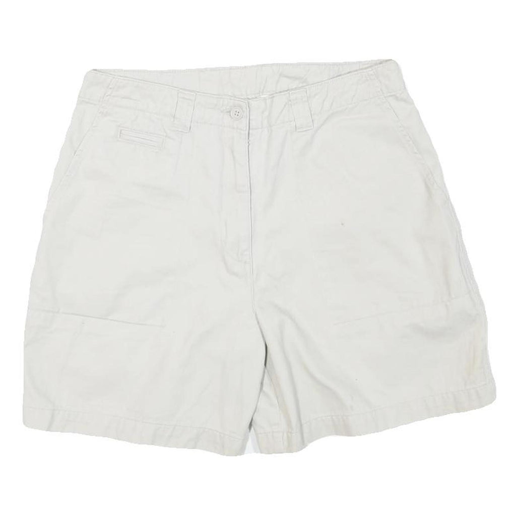BASIC EDITION Womens White Casual Cotton Blend Shorts L W29 Summer Relaxed Fit