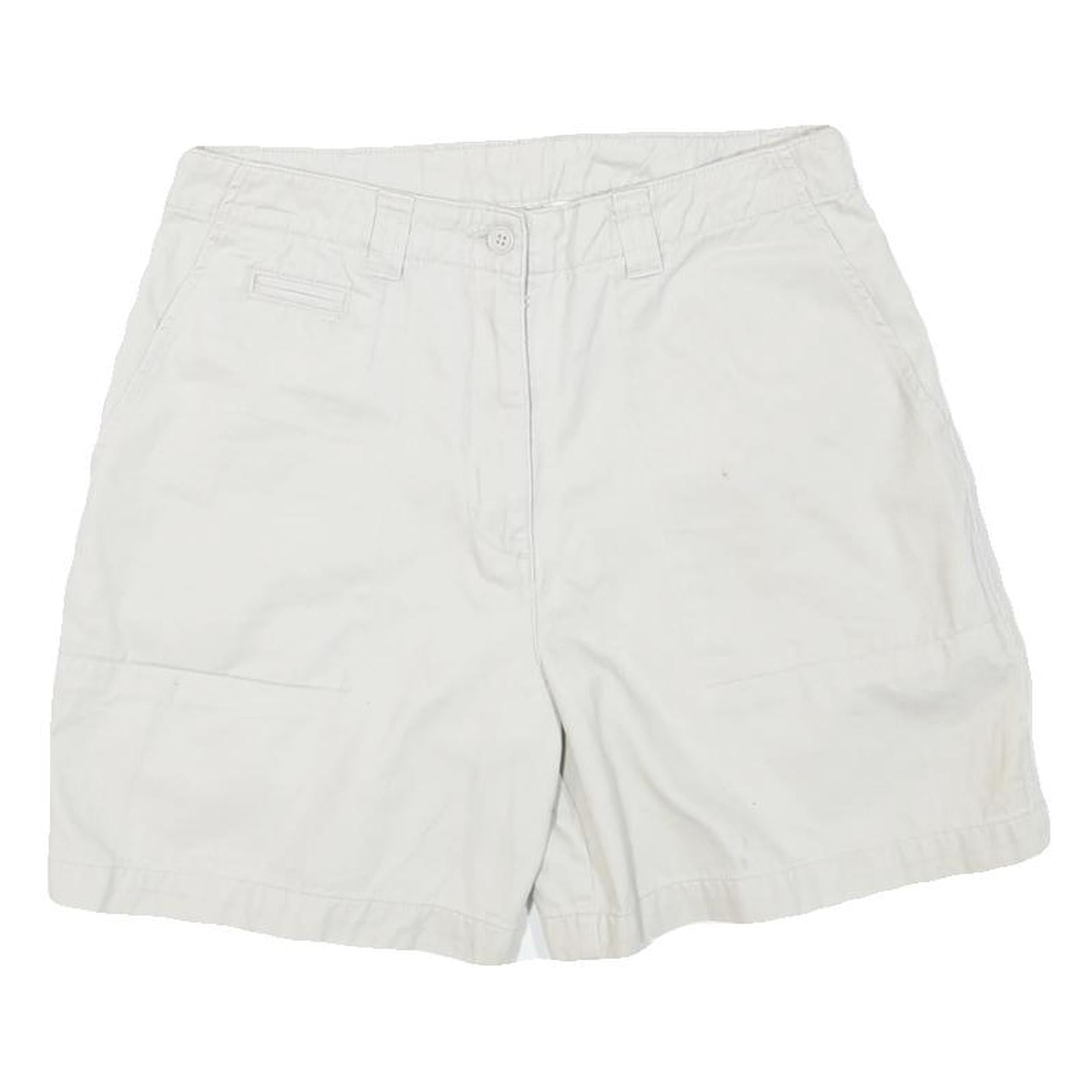 BASIC EDITION Womens White Casual Cotton Blend Shorts L W29 Summer Relaxed Fit
