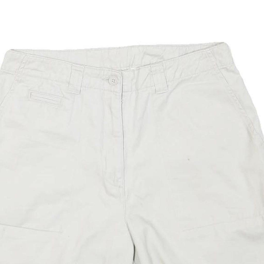 BASIC EDITION Womens White Casual Cotton Blend Shorts L W29 Summer Relaxed Fit