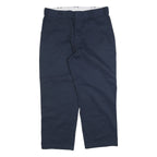 DICKIES Mens Cotton Blend Navy Regular Straight Trousers W40 L30 Workwear Zip
