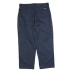 DICKIES Mens Cotton Blend Navy Regular Straight Trousers W40 L30 Workwear Zip