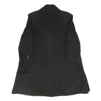 Womens Black Wool Blend Button Jacket UK 12 Classic Coat Plain Elegant